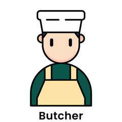 avatar character butcher outline cartoon design style, Editable vector stroke outline