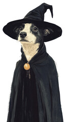PNG A dog costumes wearing witch halloween theme animal human cloak.