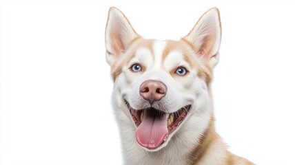 A dog with a blue tongue is smiling