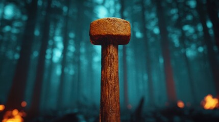 Mystical Forest Hammer   Fantasy Weapon in Dark Woods