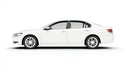 Fototapeta premium A white car is parked on a white background