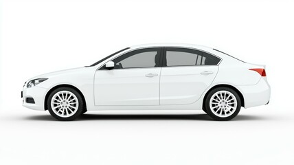 Fototapeta premium A white car is parked on a white background