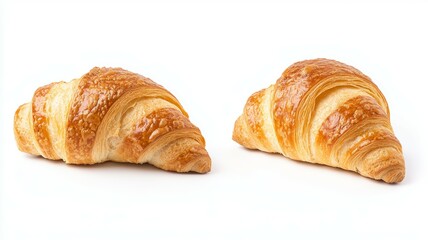 Two croissants are on a white background