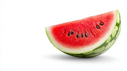 A slice of watermelon with black seeds