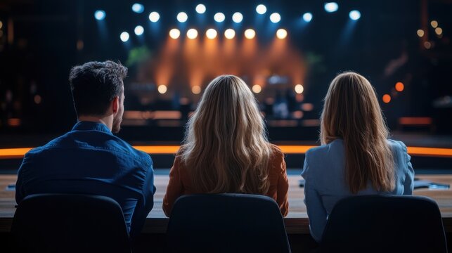 Contestants in a Game Show Studio Setting