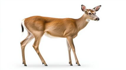 Fototapeta premium A deer is walking on a white background