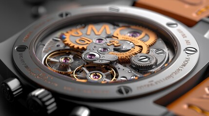 Close up of Mechanical Watch Gears   Precision Engineering  Intricate Details  Luxury Time