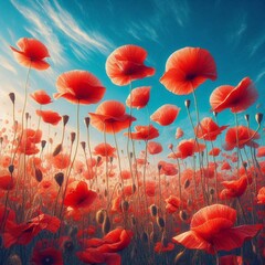 Obraz premium Wallpaper Hintergrund Klatschmohn