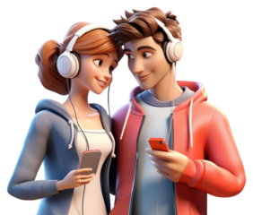 PNG Headphones listening cartoon adult.