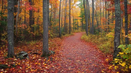 A Winding Path Through an Autumnal Forest