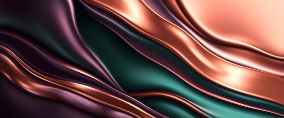 Fototapeta premium Abstract Wavy Texture - Purple, Teal, and Copper