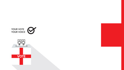 Fototapeta premium Simple background Election - Your Vote is Your Voice, a banner inviting people to vote in the presidential election isolated in white white england flag
