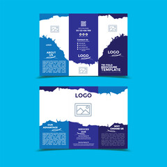 abstract art blue color trifold brochure template