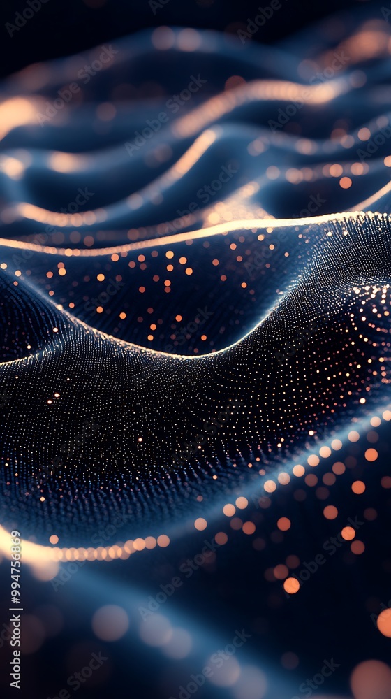 Poster vibrant digital artwork with dots and lines creating abstract patterns