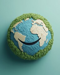 Fototapeta premium Smiling Earth with Vibrant Forests and Oceans