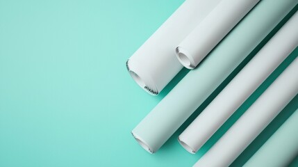 Rolled Paper Charts on Mint Background