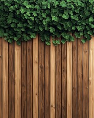 Fototapeta premium Wooden Fence with Ivy Climbing Overhead