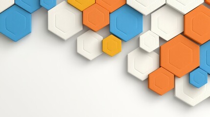 Obraz premium Abstract Geometric Hexagon Pattern 3D Design with White Background