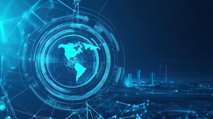 Fototapeta premium Global Technology Network and Digital Map Concept