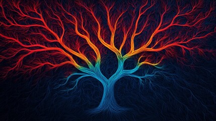 Obraz premium Pulsating Tree Aura in Vibrant 3D Nature Design