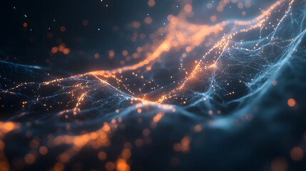 Digital cyberspace with particles and Digital data network connections concept. 