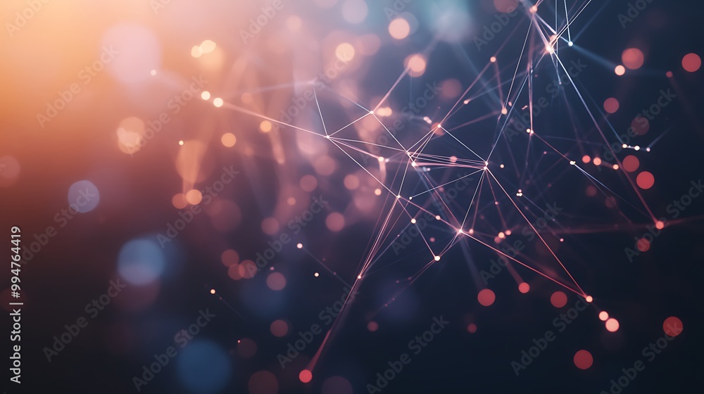 Poster abstract representation of connection points and lines in digital space