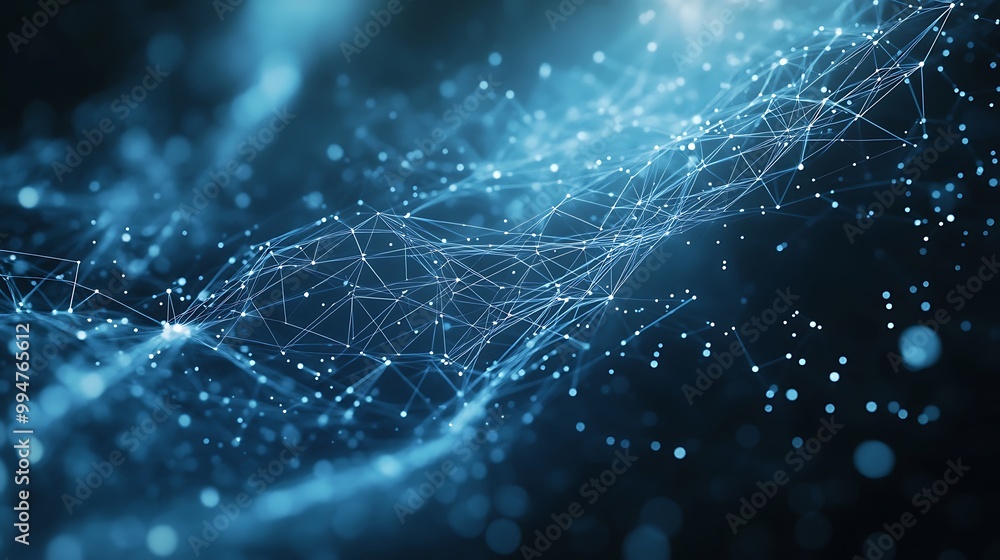 Poster abstract digital image showcasing connection points and interwoven lines
