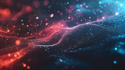 Digital cyberspace with particles and Digital data network connections concept. 