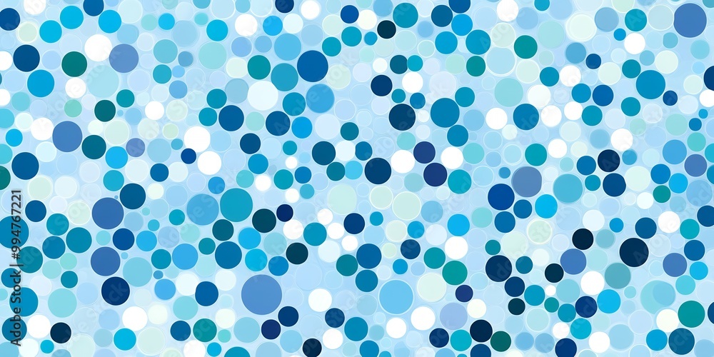 Wall mural abstract background with blue and white circles of various sizes on a light blue background. a perfe