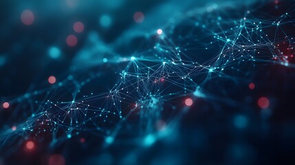 Digital cyberspace with particles and Digital data network connections concept. 