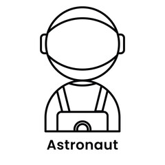 avatar character astronaut cartoon design style, Editable vector stroke outline.