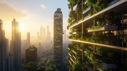 Obraz premium Urban Oasis at Sunrise
