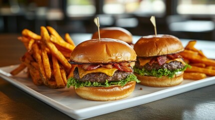 Bacon Cheeseburger with Sweet Potato Fries