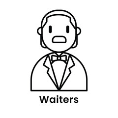 Waiters old man avatar character outline design style, Editable vector stroke outline