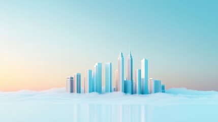 Fototapeta premium A panoramic view of a modern city skyline, highlighting the sleek and minimalist designs of its architectural masterpieces.