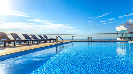 Obraz premium 光が差し込むホテルのプール