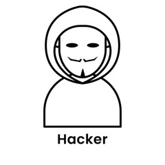 avatar character hacker outline design style, Editable vector stroke outline