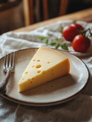 Cheese Wedge on Plate