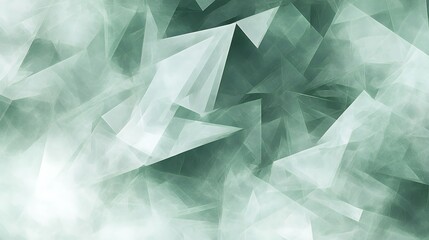 Obraz premium Abstract background with a green and white color palette, featuring a layered, geometric pattern of triangles.
