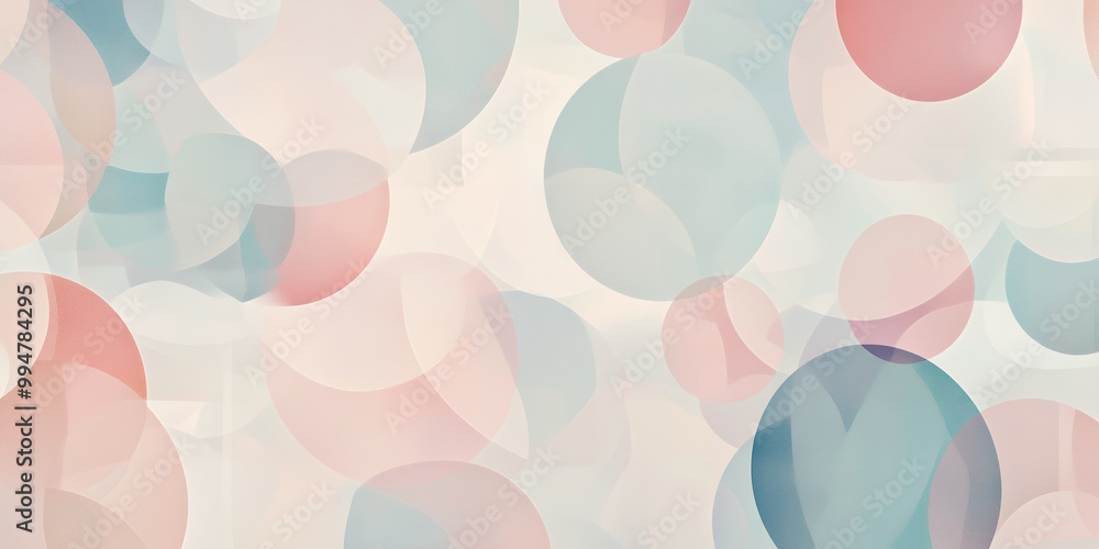 Wall mural abstract background with overlapping circles in soft pastel colors.
