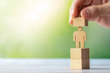 Strategic Crafting: Building a Human Figure from Wooden Blocks to Highlight Career Development