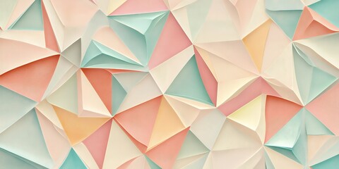 Obraz premium Abstract background with a geometric pattern of folded paper in pastel colors.