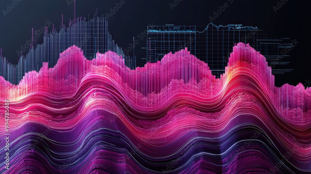 Poster dynamic abstract waveform visualization in vivid colors