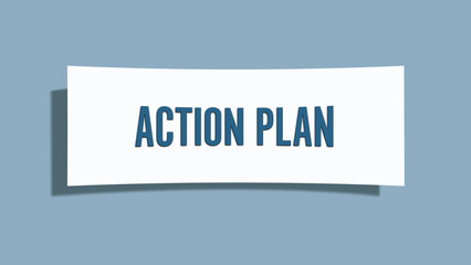 Action Plan. A card isolated on blue background.