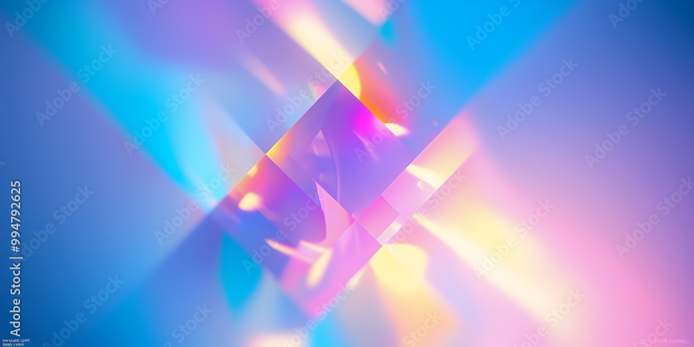 Wall mural abstract photo of iridescent glass reflecting light, creating a vibrant and colorful abstract design