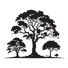 set of trees silhouettes. Generative AI