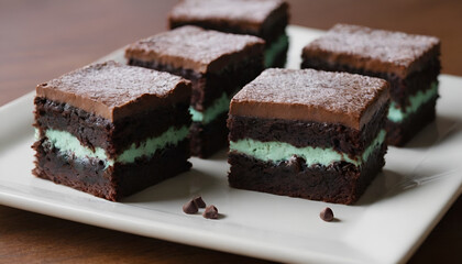 mint chocolate brownies on a plate