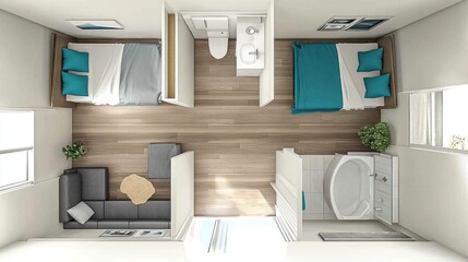 Top View of a Modern and Compact Apartment