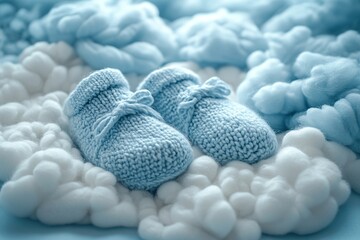 Soft Pastel Blue Backdrop with Delicate Baby Accessories for Nursery or Baby Shower Photography