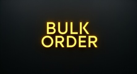 bulk order word lettering with yellow glow on plain black dark background